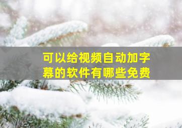 可以给视频自动加字幕的软件有哪些免费