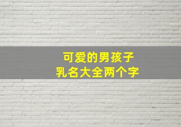 可爱的男孩子乳名大全两个字