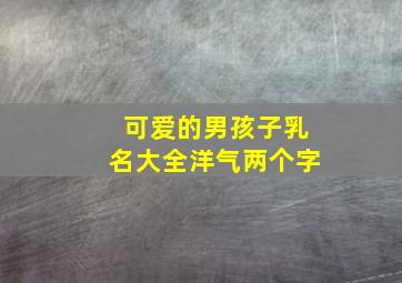 可爱的男孩子乳名大全洋气两个字