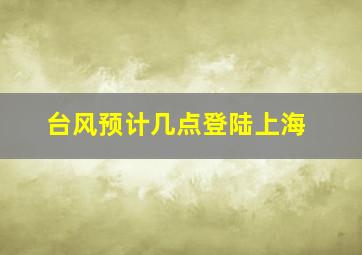 台风预计几点登陆上海