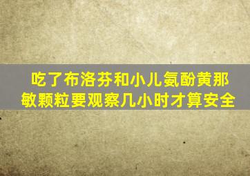 吃了布洛芬和小儿氨酚黄那敏颗粒要观察几小时才算安全