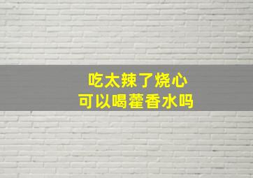 吃太辣了烧心可以喝藿香水吗