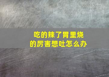 吃的辣了胃里烧的厉害想吐怎么办