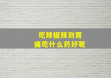 吃辣椒辣到胃痛吃什么药好呢