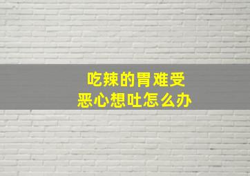 吃辣的胃难受恶心想吐怎么办