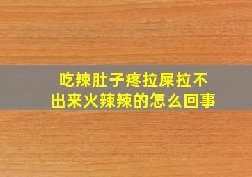 吃辣肚子疼拉屎拉不出来火辣辣的怎么回事