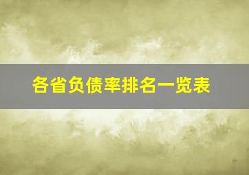 各省负债率排名一览表