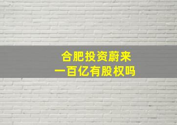 合肥投资蔚来一百亿有股权吗