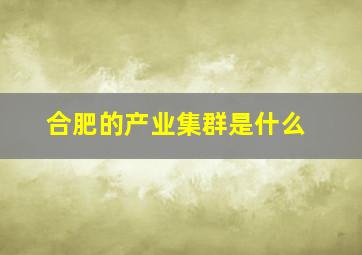 合肥的产业集群是什么