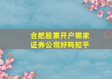 合肥股票开户哪家证券公司好吗知乎