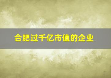 合肥过千亿市值的企业