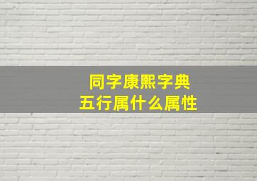 同字康熙字典五行属什么属性