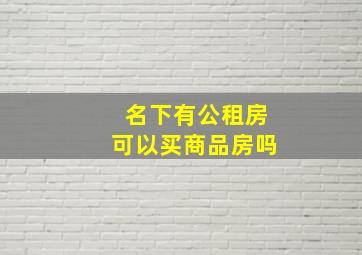 名下有公租房可以买商品房吗