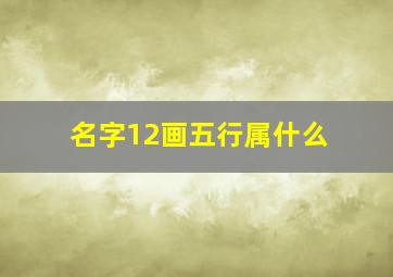 名字12画五行属什么