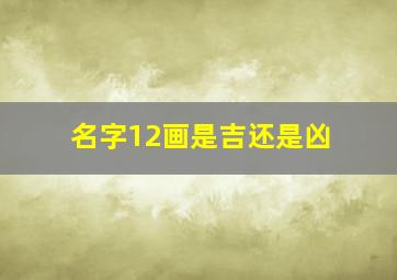 名字12画是吉还是凶