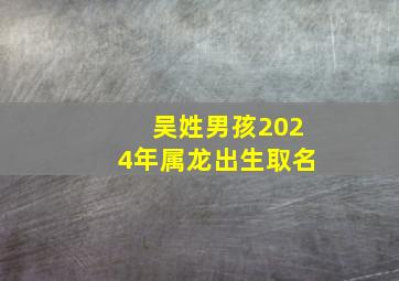 吴姓男孩2024年属龙出生取名