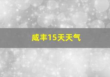 咸丰15天天气