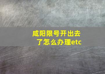 咸阳限号开出去了怎么办理etc