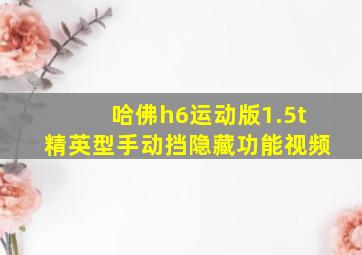 哈佛h6运动版1.5t精英型手动挡隐藏功能视频