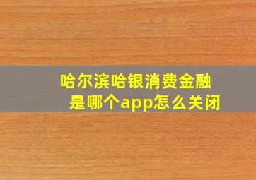 哈尔滨哈银消费金融是哪个app怎么关闭