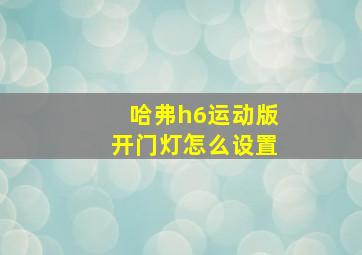 哈弗h6运动版开门灯怎么设置