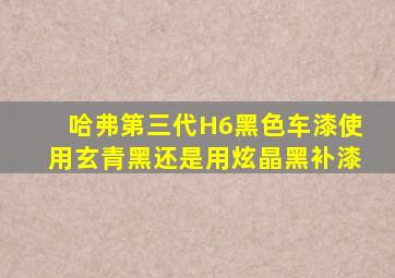 哈弗第三代H6黑色车漆使用玄青黑还是用炫晶黑补漆