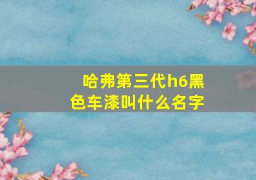 哈弗第三代h6黑色车漆叫什么名字