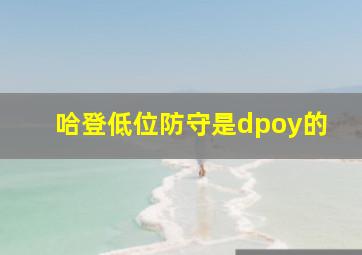 哈登低位防守是dpoy的