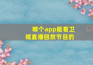 哪个app能看卫视直播回放节目的