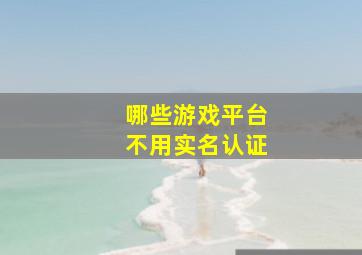 哪些游戏平台不用实名认证