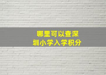 哪里可以查深圳小学入学积分