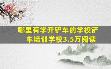 哪里有学开铲车的学校铲车培训学校3.5万阅读