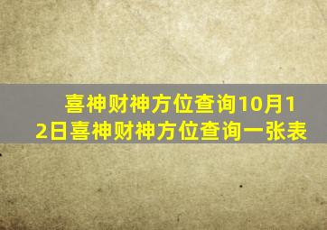 喜神财神方位查询10月12日喜神财神方位查询一张表