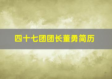 四十七团团长董勇简历