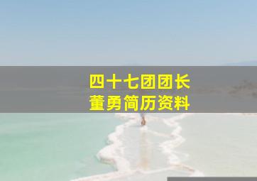 四十七团团长董勇简历资料