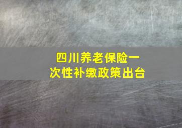 四川养老保险一次性补缴政策出台