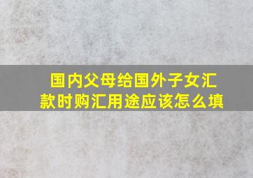 国内父母给国外子女汇款时购汇用途应该怎么填