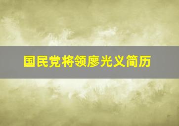 国民党将领廖光义简历