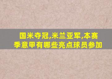 国米夺冠,米兰亚军,本赛季意甲有哪些亮点球员参加