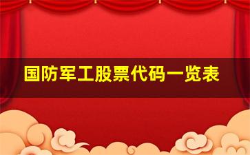 国防军工股票代码一览表