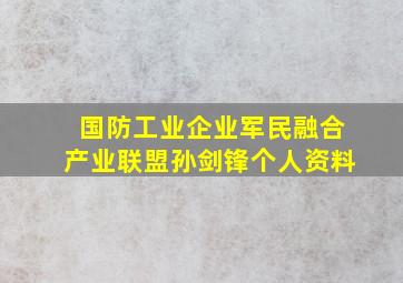 国防工业企业军民融合产业联盟孙剑锋个人资料