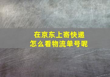 在京东上寄快递怎么看物流单号呢