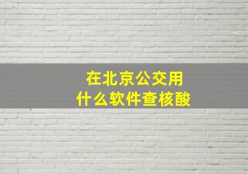 在北京公交用什么软件查核酸