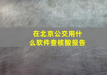 在北京公交用什么软件查核酸报告