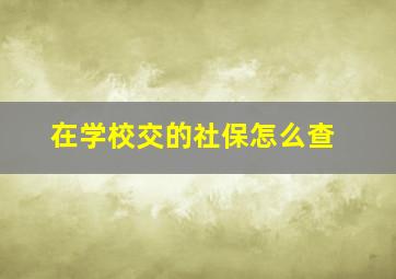 在学校交的社保怎么查