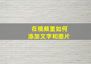 在视频里如何添加文字和图片