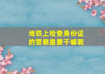 地铁上检查身份证的警察是要干嘛呢