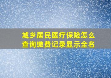 城乡居民医疗保险怎么查询缴费记录显示全名