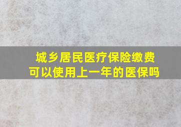 城乡居民医疗保险缴费可以使用上一年的医保吗