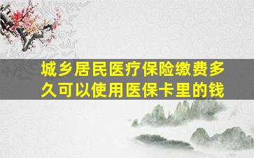 城乡居民医疗保险缴费多久可以使用医保卡里的钱